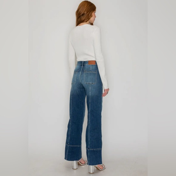 Artemis Vintage Tummy Control Palazzo Jeans Center Seam Wide Leg Dark Wash NWT - Picture 3 of 10